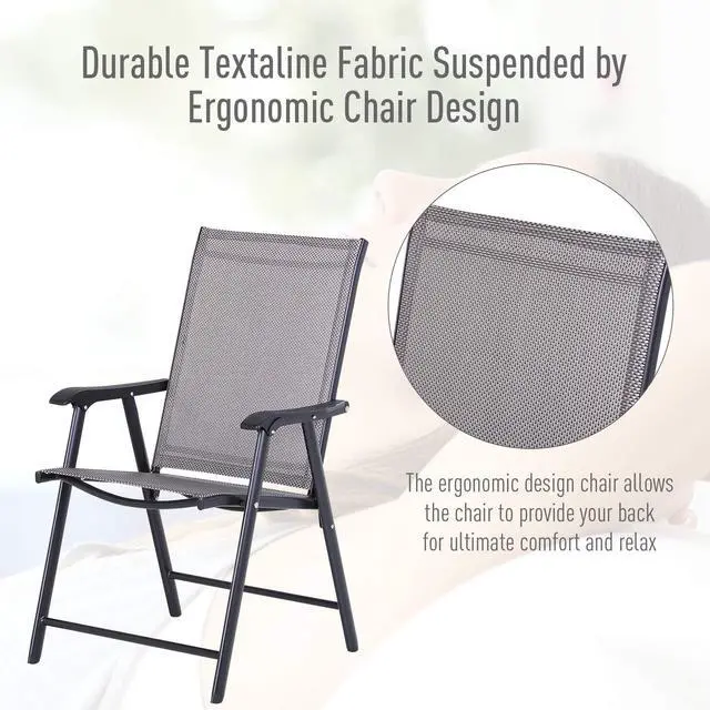 Alt view image 5 of 6 - Folding Outdoor Patio Chairs Set of 4 Stackable Portable for Deck, Garden, Camping and Travel
