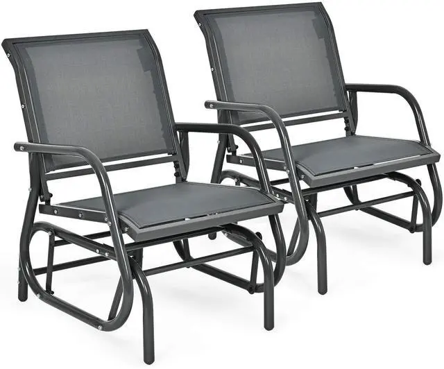 Main image of Swing Glider Chair W/Study Metal Frame Comfortable Patio Chair Love-Seat for Garden, Porch, Backyard, Poolside, Lawn Outdoor Rocking Chair (2, Gray)