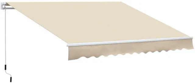Main image of 12' x 8' Retractable Awning Patio Awnings Sun Shade Shelter with Manual Crank Handle, 280g/m² UV & Water-Resistant Fabric and Aluminum Frame for Deck, Balcony, Yard, Cream White