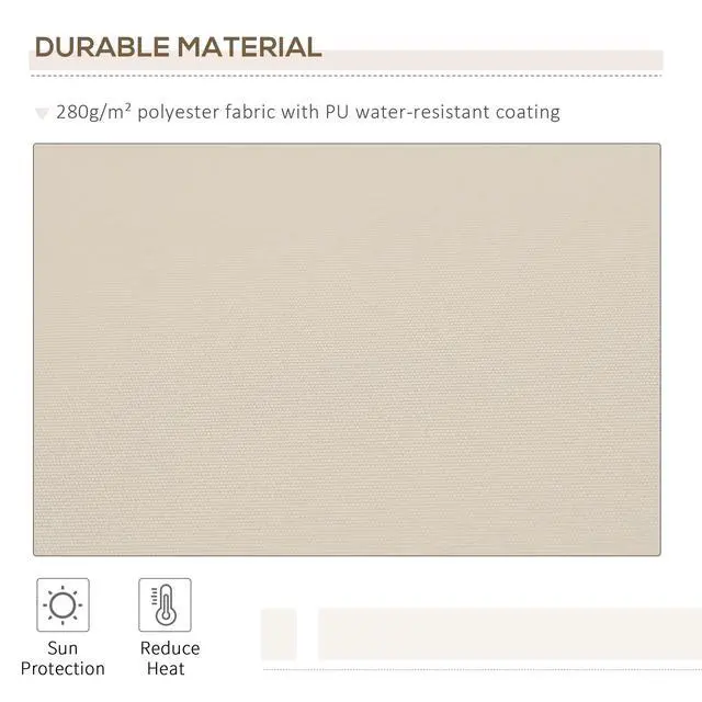 Alt view image 3 of 6 - 12' x 8' Retractable Awning Patio Awnings Sun Shade Shelter with Manual Crank Handle, 280g/m² UV & Water-Resistant Fabric and Aluminum Frame for Deck, Balcony, Yard, Cream White