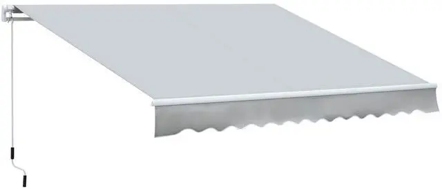 Main image of 12' x 8' Retractable Awning Patio Awnings Sun Shade Shelter with Manual Crank Handle, 280g/m² UV & Water-Resistant Fabric and Aluminum Frame for Deck, Balcony, Yard, Light Gray