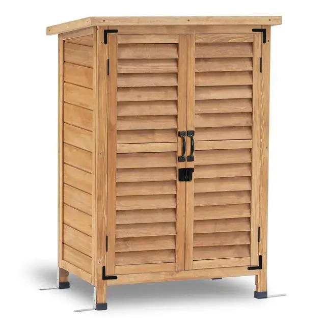 Main image of Outdoor Storage Cabinet, Small Storage Shed with Removable Shelf, Wood Garden Shed with 2 Doors for Yard Patio Lawn (24.6 x 18.3 x 38.2 inch) 0985 (Yellow)