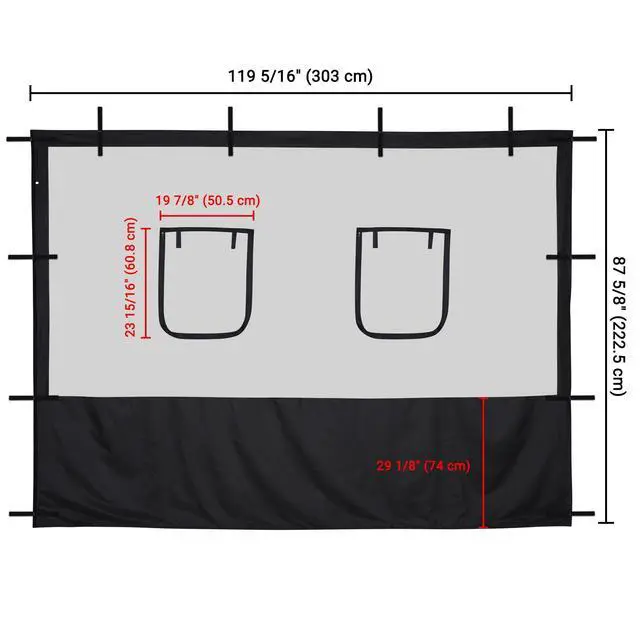 Alt view image 6 of 6 - Pop Up Canopy Half Mesh Sidewall with Window 10x10Ft for Food Booth Commercial Vendor Shelter Mesh Enclosures, 4pcs Screened Wall Only