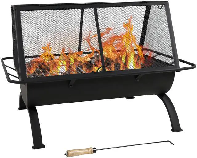 Main image of Sunnydaze 36-Inch Northland Steel Outdoor Fire Pit with Grill - Outdoor Fireplace with Cooking Grate, Spark Screen, Cover, and Poker