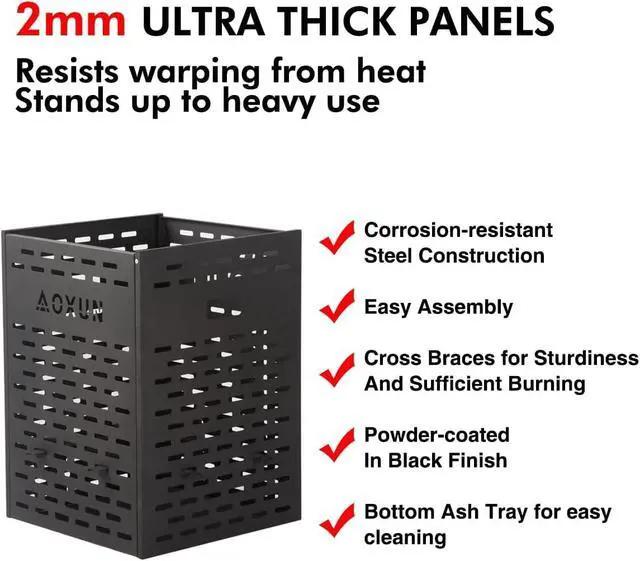 Alt view image 5 of 6 - 63 Gallon Ultra Thick Burn Barrel for Yard Waste - Heavy Duty Outdoor Incinerator Drum with Burn Cage with Bottom Ash Tray for Paper, Leaves, Trash & Wood (30 Inch)