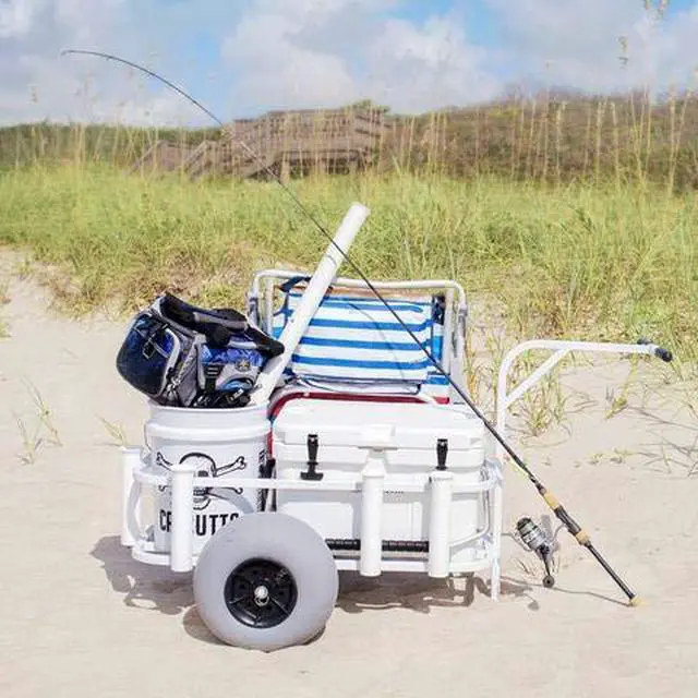 Alt view image 2 of 4 - Balloon Tire Surf and Beach Cart - Outdoor Fishing Rolling Wheel Wagon