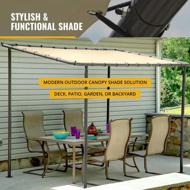 Alt view image 3 of 6 - 10' x 6' Solano Gazebo Canopy Charcoal Carbon Steel Frame and Water-Resistant and Sun Protection Tan Cover