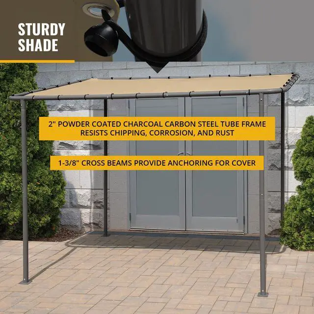 Alt view image 5 of 6 - 10' x 6' Solano Gazebo Canopy Charcoal Carbon Steel Frame and Water-Resistant and Sun Protection Tan Cover