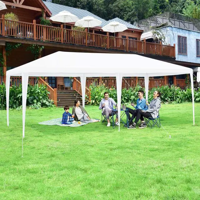 Alt view image 3 of 6 - Outdoor 10 x 20 Feet Canopy Tent, Party Wedding Tent with Removable Walls, Portable Canopy Shelter Gazebo Pavilion for Event, Backyard, White Tent w/Carry Bag (4 Sidewalls)
