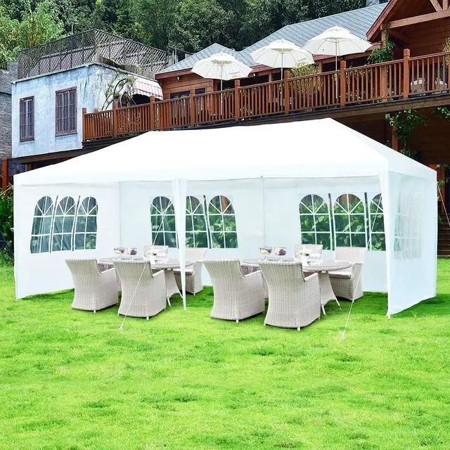 Alt view image 4 of 6 - Outdoor 10 x 20 Feet Canopy Tent, Party Wedding Tent with Removable Walls, Portable Canopy Shelter Gazebo Pavilion for Event, Backyard, White Tent w/Carry Bag (4 Sidewalls)