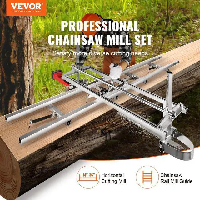 Alt view image 2 of 6 - Chainsaw Mill and Rail Mill Guide System, Portable Sawmill 14"-36" Guide Bar, 9ft Aluminum Saw Milling Rail Guide with Chainsaw Planking Mill for Woodworkers and Carpenters