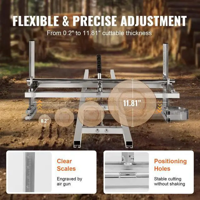 Alt view image 4 of 6 - Chainsaw Mill and Rail Mill Guide System, Portable Sawmill 14"-36" Guide Bar, 9ft Aluminum Saw Milling Rail Guide with Chainsaw Planking Mill for Woodworkers and Carpenters