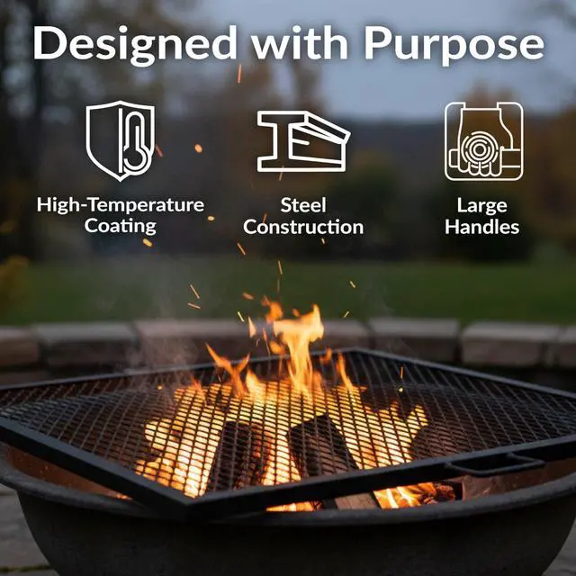 Alt view image 3 of 6 - Sunnydaze Square Fire Pit Grill Grate - Campfire Grill Grate Over Fire Pit - BBQ Cooking Replacement Rack with Handles - 40 Inch
