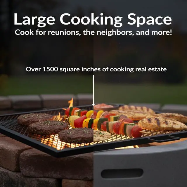 Alt view image 6 of 6 - Sunnydaze Square Fire Pit Grill Grate - Campfire Grill Grate Over Fire Pit - BBQ Cooking Replacement Rack with Handles - 40 Inch