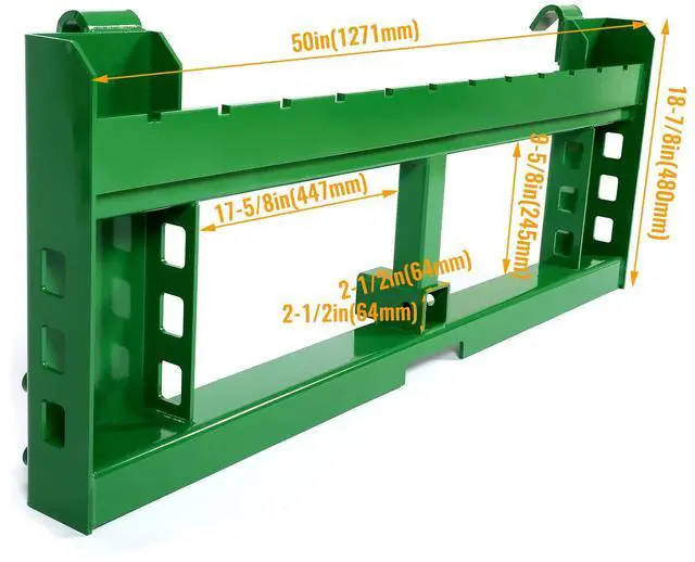 Alt view image 3 of 6 - Pallet Fork Frame Attachments Compatible with John Deere Loaders 200 300 400 500 Series Skid Steer Receiver Hitch Rated 3000 LB
