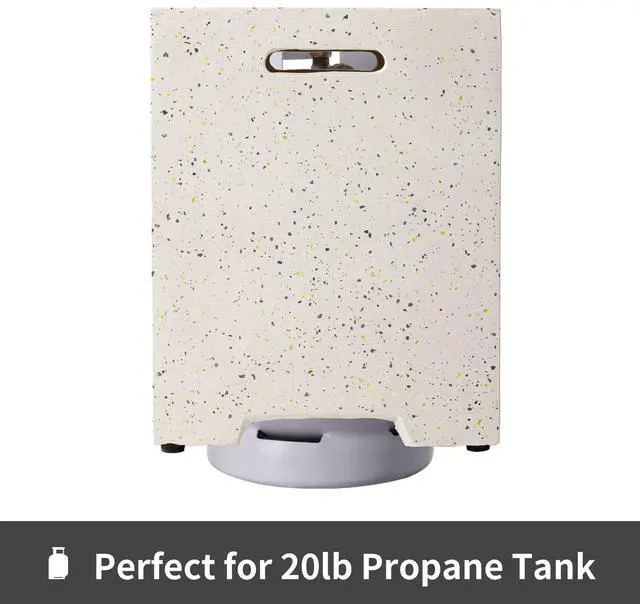 Alt view image 6 of 6 - Propane Tank Cover Table 16 inch for Fire Table, 20lb Gallon Gas Tank Cover, Hideaway Concrete Grill Tank Table, MgO Tank Storage Box, Outdoor Side Table for Fire Pit, Patio, Terrazzo Colorful