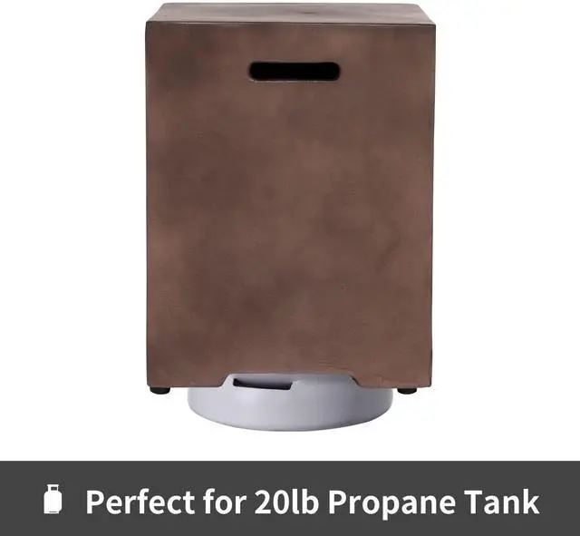 Alt view image 6 of 6 - Propane Tank Cover Table 16 inch for Fire Table, 20lb Gallon Gas Tank Cover Table, Hideaway Concrete Grill Tank Table, MgO Tank Storage Box, Outdoor Side Table for Fire Pit, Patio, Dark Bronze