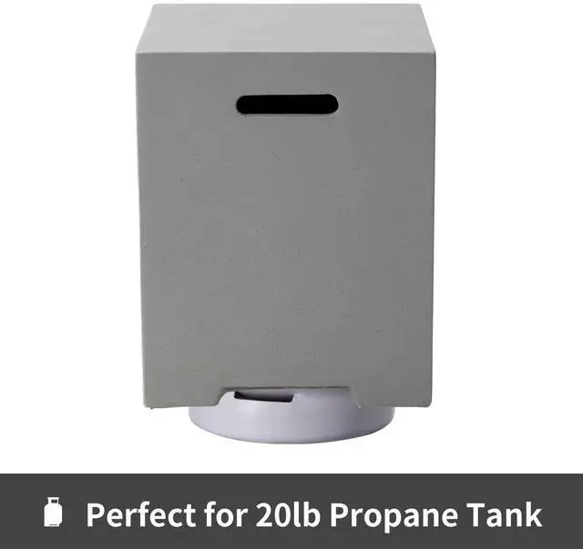 Alt view image 5 of 6 - Propane Tank Cover Table 16 inch for Fire Table, 20lb Gallon Gas Tank Cover, Hideaway Concrete Grill Tank Table, MgO Tank Storage Box, Outdoor Side Table for Fire Pit, Patio, River Pebble Grey