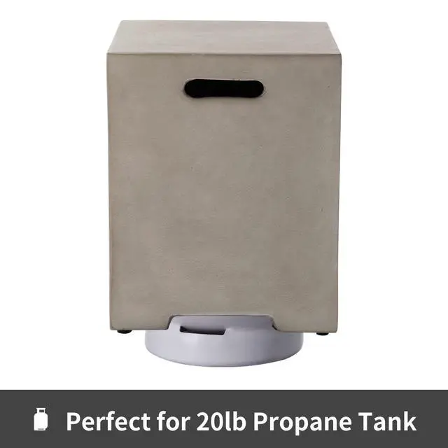 Alt view image 6 of 6 - Propane Tank Cover Table 16 inch for Fire Table, 20lb Gallon Gas Tank Cover, Hideaway Concrete Grill Tank Table, MgO Tank Storage Box, Outdoor Side Table for Fire Pit, Patio, Natural Grey