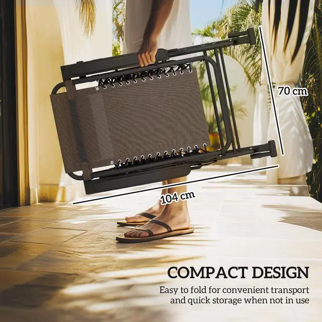 Alt view image 3 of 6 - Outdoor Rocking Chairs, Foldable Reclining Zero Gravity Lounge Rocker with Pillow, Cup & Phone Holder, Combo Design with Folding Legs, Brown