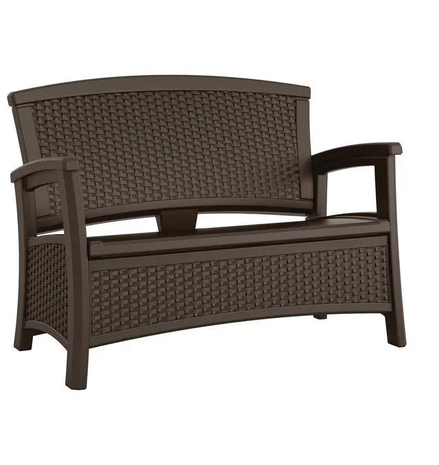 Main image of Outdoor Wicker Love Seat with 23-Gallon Storage, Comfortable Seating for Two, Ergonomic Back Support, All-Weather Furniture for Patio, Deck, and Garden, Java, Made in the USA