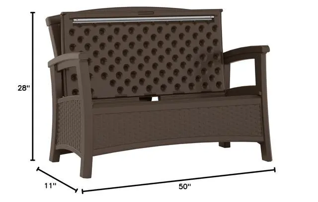 Alt view image 3 of 6 - Outdoor Wicker Love Seat with 23-Gallon Storage, Comfortable Seating for Two, Ergonomic Back Support, All-Weather Furniture for Patio, Deck, and Garden, Java, Made in the USA