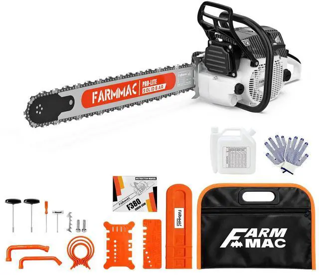 Main image of F380W Gas Chainsaw with 24 Inch Alloy Solid Bar, 72cc 2-Cycle Gasoline Power Chain Saws, 3.6KW 4.8HP for Professional Logging Work, Power Chain Saw All Parts Compatible with MS381 MS380 038