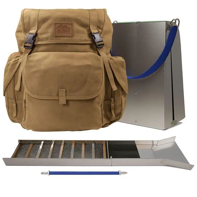 Main image of 50" Aluminum Folding Gold Sluice Box Kit for Gold Prospecting Backpack Set, Khaki