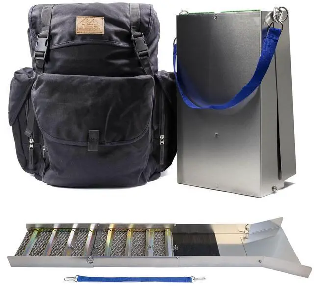 Main image of 50" Aluminum Folding Sluice Box for Gold Prospecting Backpack Set, Black