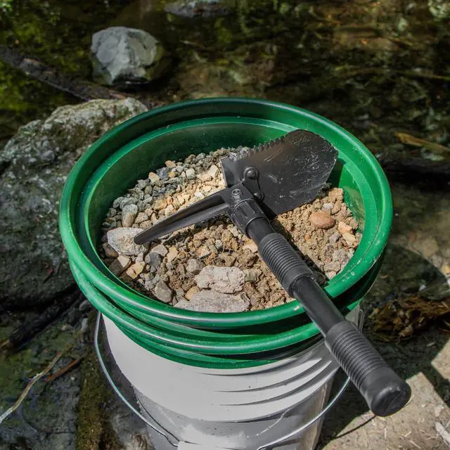 Alt view image 3 of 6 - 24pc Deluxe 50" Aluminum Folding Sluice Box Gold Prospecting Kit, Green
