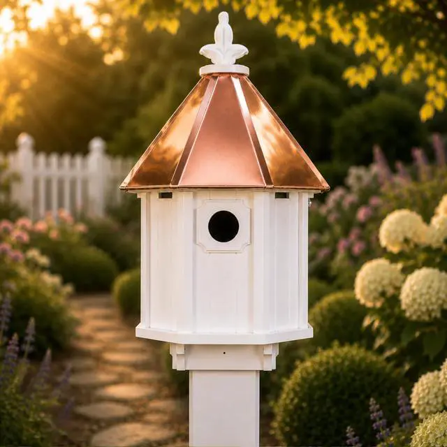 Alt view image 2 of 6 - Handmade Copper Roof Bluebird House for Bluebirds & Songbirds, Made in USA (H8C) (4" x 4" Mount)