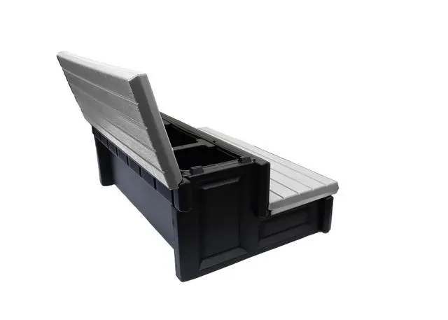 Alt view image 4 of 6 - Two Tier 36" Wide Storage Hot Tub Step: Durable, Multi-Functional, Non-Skid Spa Steps, Easy Installation, Sturdy, Long Lasting Upgrade to Your Space. Proudly Made in USA. - Grey