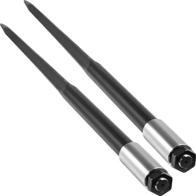 Main image of Hay Spear Spears 49" Hay Bale Spear Spike, 4000 lbs Capacity Quick Attach Square Hay Bale Spears, 2 Pics Black Bale Forks, Bale Hay Spike with Hex Nut & Sleeve for Buckets Tractors Loaders
