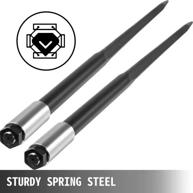 Alt view image 3 of 6 - Hay Spear Spears 49" Hay Bale Spear Spike, 4000 lbs Capacity Quick Attach Square Hay Bale Spears, 2 Pics Black Bale Forks, Bale Hay Spike with Hex Nut & Sleeve for Buckets Tractors Loaders