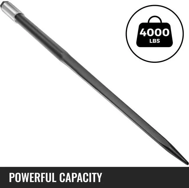 Alt view image 4 of 6 - Hay Spear Spears 49" Hay Bale Spear Spike, 4000 lbs Capacity Quick Attach Square Hay Bale Spears, 2 Pics Black Bale Forks, Bale Hay Spike with Hex Nut & Sleeve for Buckets Tractors Loaders