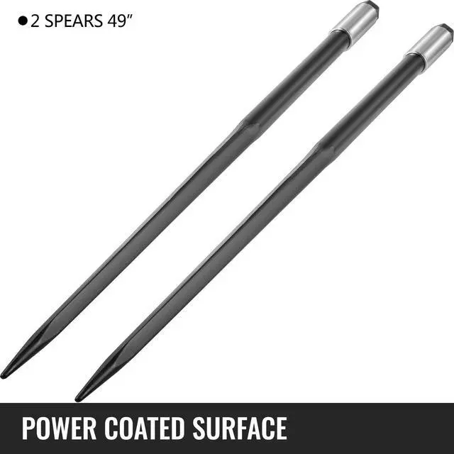 Alt view image 6 of 6 - Hay Spear Spears 49" Hay Bale Spear Spike, 4000 lbs Capacity Quick Attach Square Hay Bale Spears, 2 Pics Black Bale Forks, Bale Hay Spike with Hex Nut & Sleeve for Buckets Tractors Loaders