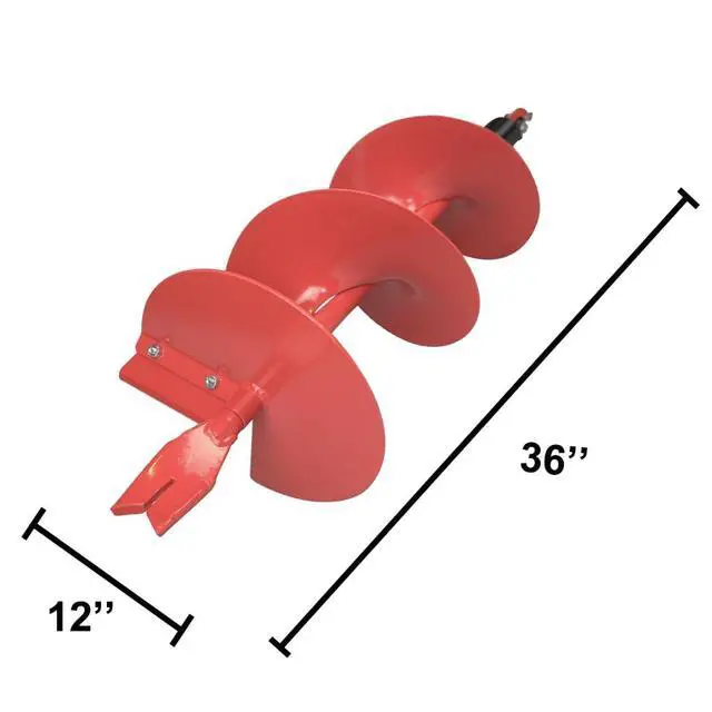 Alt view image 2 of 5 - 12 Inch Diameter 36 Inch Long Earth Auger Bit with Fishtail Point and Patent Shock Spring