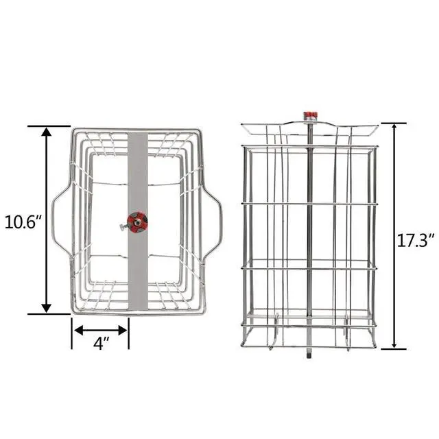 Alt view image 2 of 6 - 2 Frames Manual Honey Extractor Separator, Food Grade Stainless Steel Honeycomb Spinner Drum Crank By Hand with Adjustable Height Stands, Beekeeping Pro Extraction Apiary Centrifuge Equipment