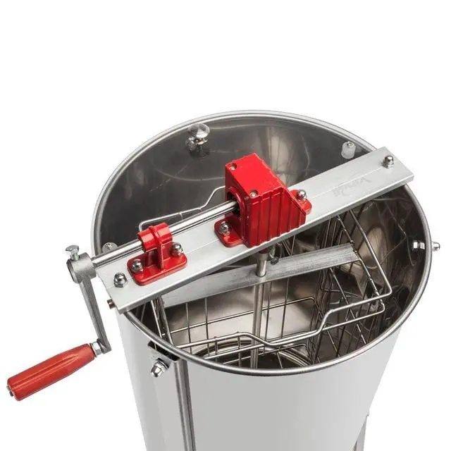 Alt view image 6 of 6 - 2 Frames Manual Honey Extractor Separator, Food Grade Stainless Steel Honeycomb Spinner Drum Crank By Hand with Adjustable Height Stands, Beekeeping Pro Extraction Apiary Centrifuge Equipment