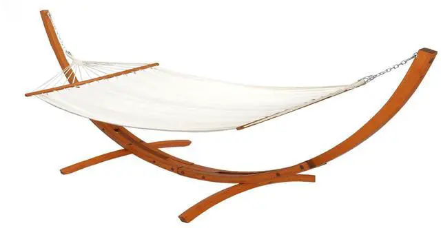 Main image of Double Hammock Wood Arc Stand, Wooden Hammock W/Stand, Classic Natural Hammock Set for Yard, Garden (14 ft Set)