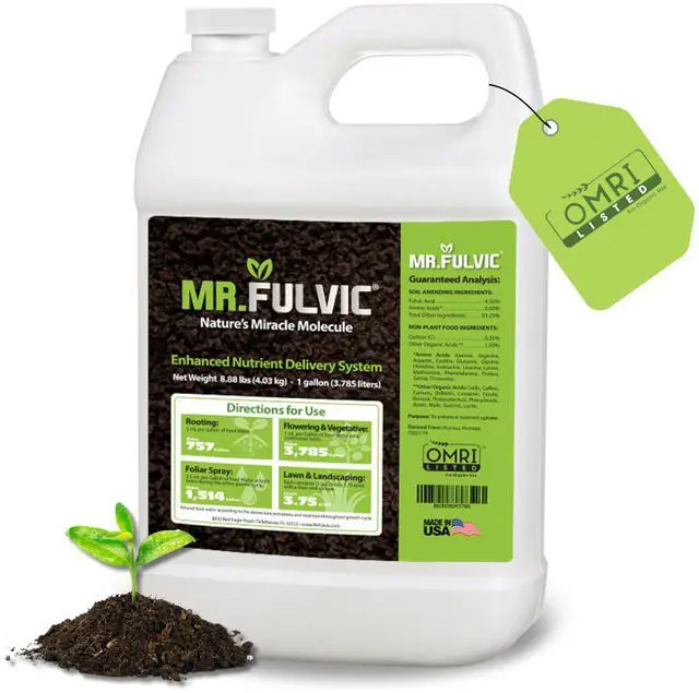 Main image of Organic Fulvic Acid for Plants | Liquid Humic Soil Amendment & Nutrient Enhancer | Boosts Root Growth, Yield & Plant Health | Hydroponics, Garden & Lawn | OMRI Listed | 1 Gallon