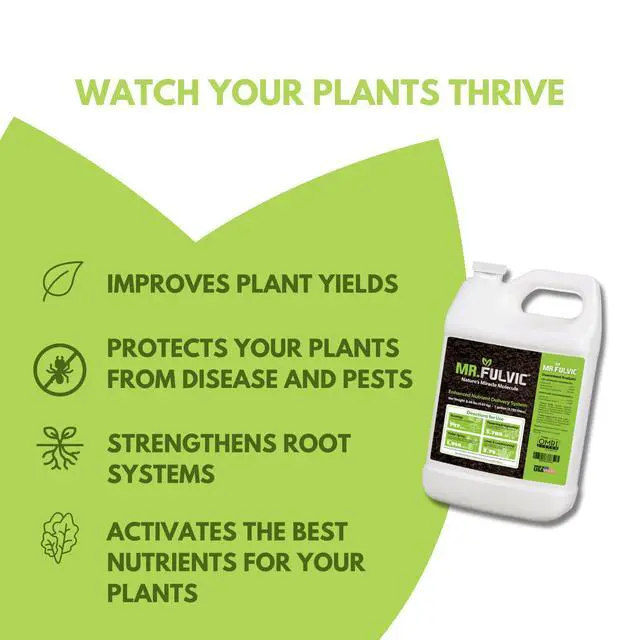Alt view image 3 of 5 - Organic Fulvic Acid for Plants | Liquid Humic Soil Amendment & Nutrient Enhancer | Boosts Root Growth, Yield & Plant Health | Hydroponics, Garden & Lawn | OMRI Listed | 1 Gallon