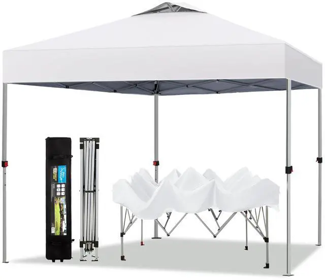Main image of Pop-up Canopy 10x10 Patio Tent Instant Gazebo Canopy with Wheeled Bag, Portable Lightweight Folding w/Adjustable Height,White