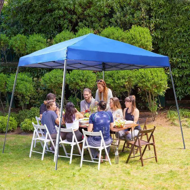 Alt view image 2 of 6 - Instant Shelter Canopy,Angled Leg 12' x 12' UV Block Sun Shade Canopy Gazebo for Patio Outdoor, Lightweight, Blue