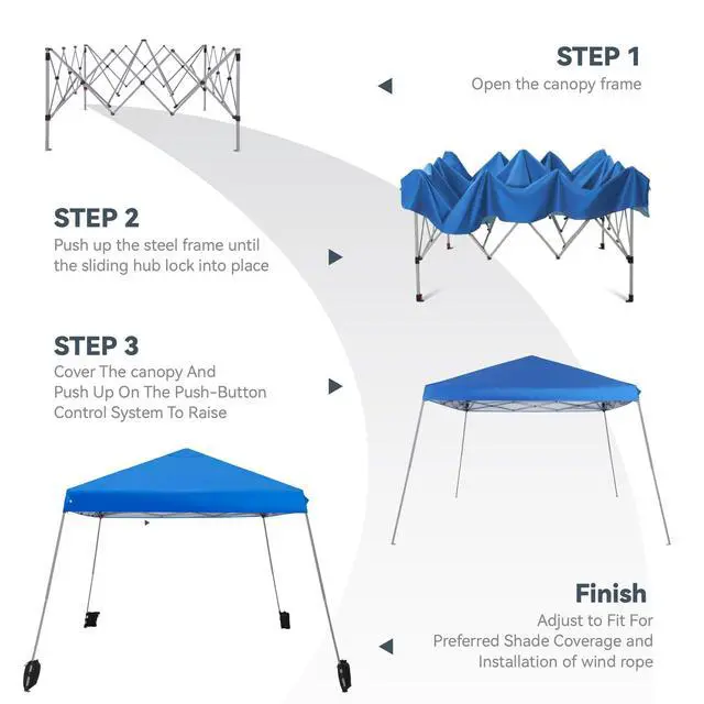 Alt view image 5 of 6 - Instant Shelter Canopy,Angled Leg 12' x 12' UV Block Sun Shade Canopy Gazebo for Patio Outdoor, Lightweight, Blue
