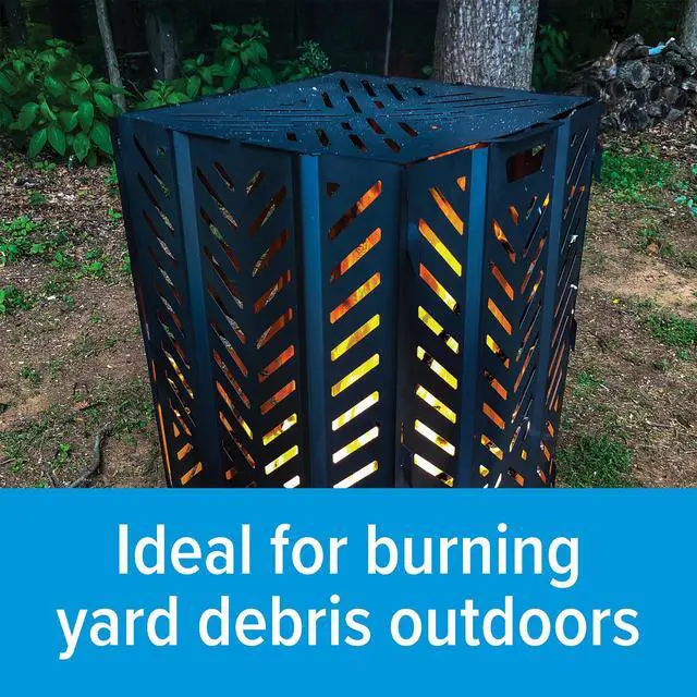 Alt view image 2 of 6 - 45 Inch Outdoor Steel Yard and Lawn Debris Rectangular Burn Bin Barrel Incinerator with Lid, Base, Venting, and Hand-Oiled Panels, Large