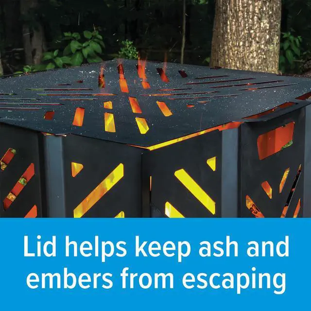 Alt view image 5 of 6 - 45 Inch Outdoor Steel Yard and Lawn Debris Rectangular Burn Bin Barrel Incinerator with Lid, Base, Venting, and Hand-Oiled Panels, Large