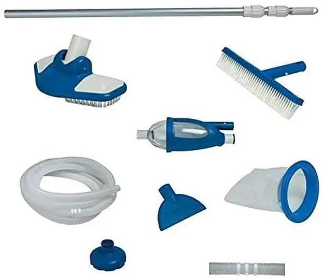 Alt view image 3 of 5 - Deluxe Automatic Surface Skimmer Bundled with Maintenance Kit w/ Vacuum & Pole, Swimming Pool Cleaning Tools for Above Ground and InGround Pools