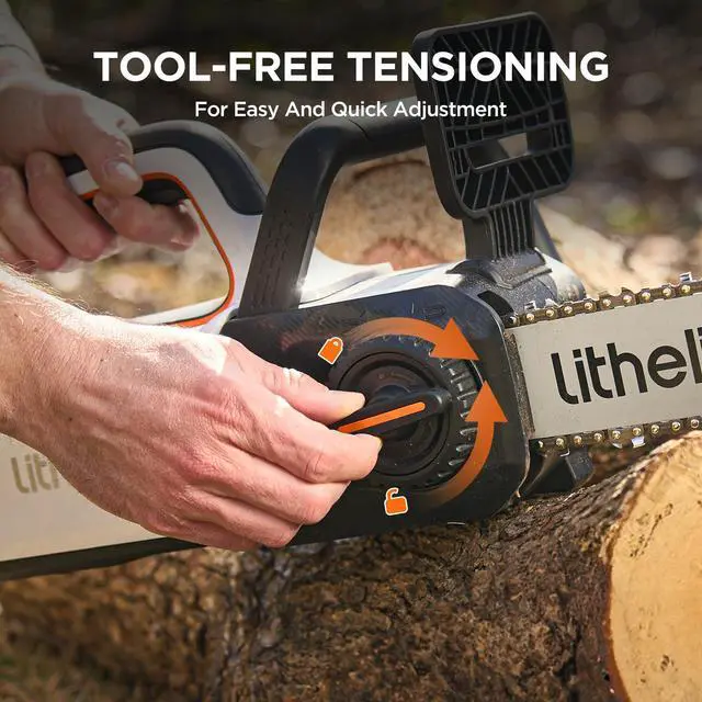 Alt view image 6 of 6 - 12" Brushless Electric Battery Chainsaw, Chain Saw with 2 x 20V MAX 2.0Ah Battery,Cordless Handheld Battery Powered Chainsaw Auto-Lubrication for Wood Cutting Trimming Courtyard