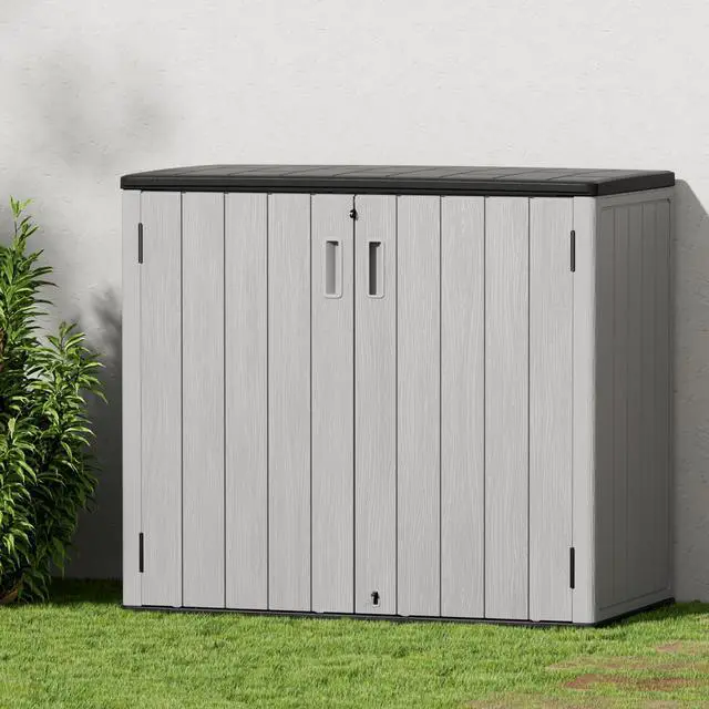 Alt view image 2 of 6 - Outdoor Storage Cabinet for Patio & Garden Shed, 37Cu.ft Outdoor Storage Shed Waterproof,Horizontal Outdoor Cabinet for Garage, Pool Storage
